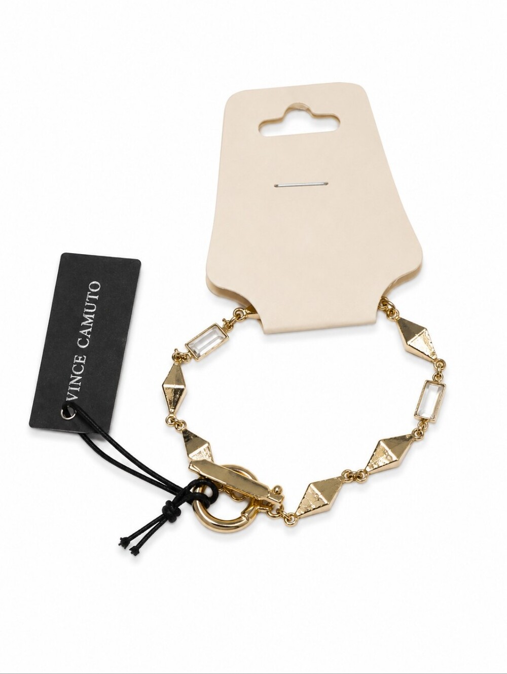 NWT Vince Camuto Gold Geometric Link Bracelet with Clear Accents